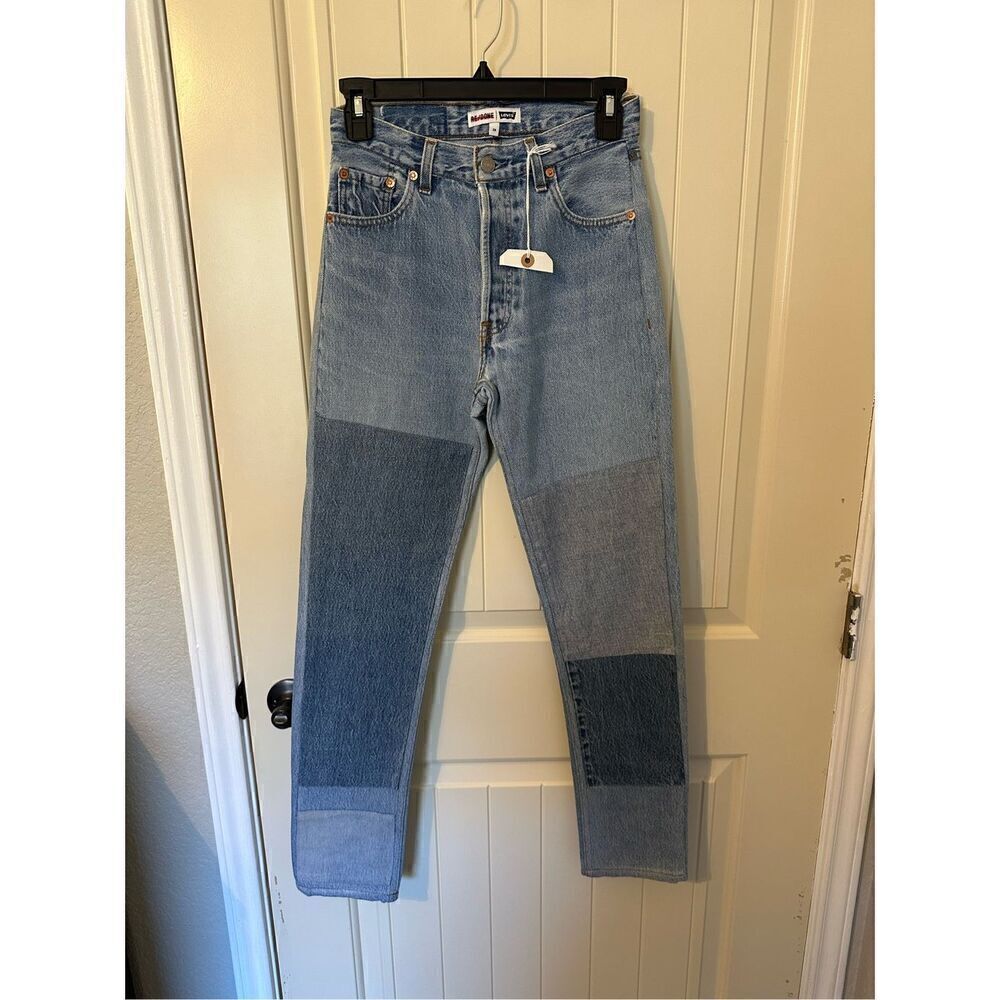 NWT Levi’s x Re/Done High Rise Denim Patch Button Fly Straight Leg Jeans Size 24